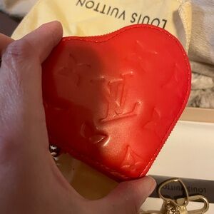 Louis Vuitton Red Heart Charm Keychain